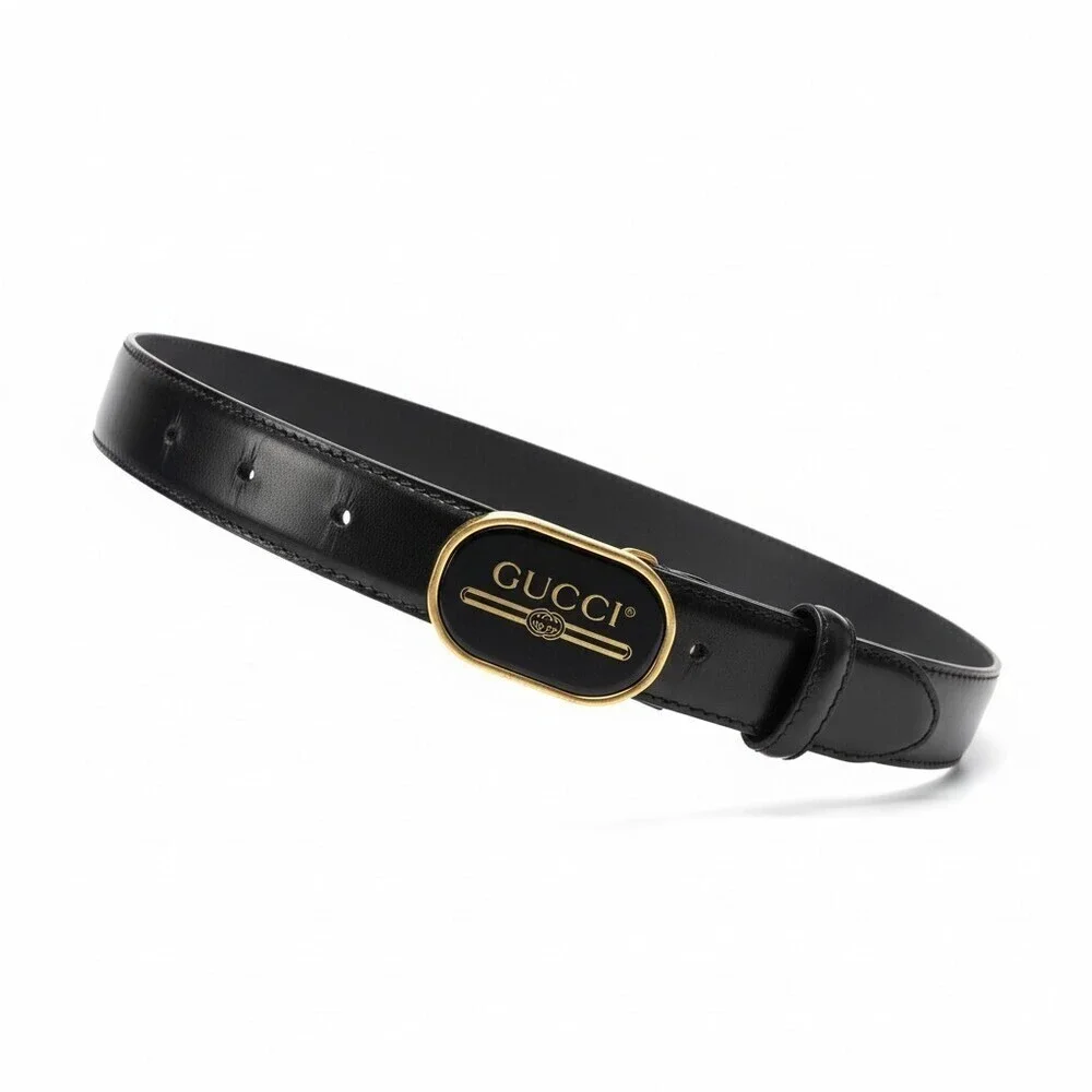 Gucci Men's Belt Leather Black Size 95/38 547754 Authentic Made in Italy